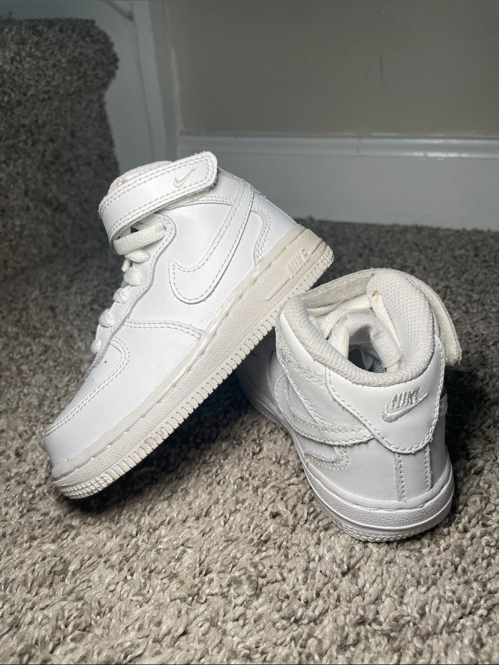 Nike Kids White High-Top Sneakers with Strap